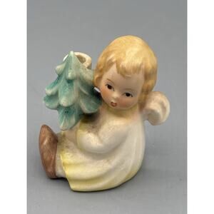 Vintage Goebel W Germany Angel w Christmas Tree Candle Holder 2.5”
